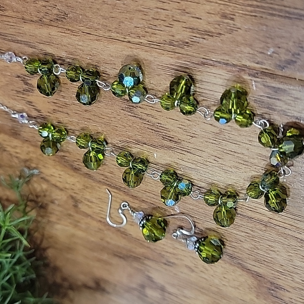 Olivine Swarovski Crystal & Sterling Silver Set